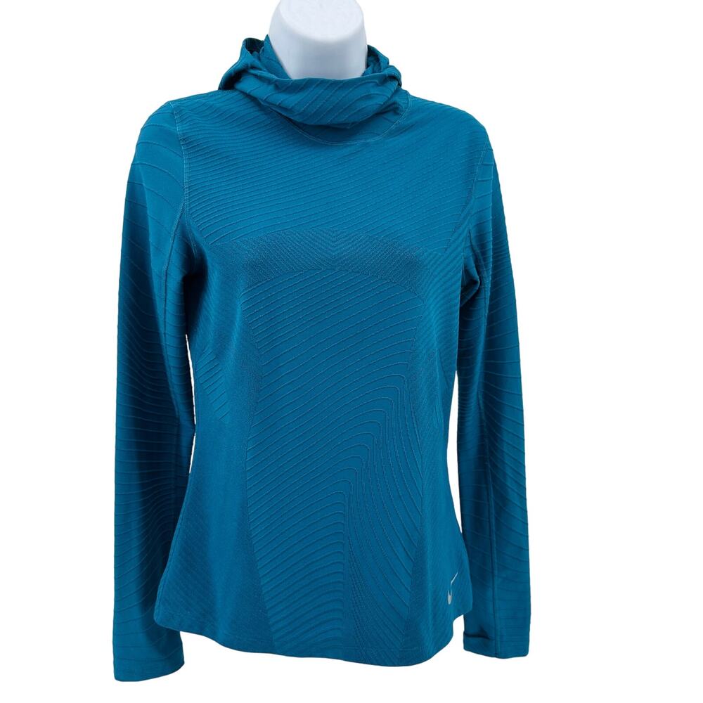 Nike Running Dri-Fit Hooded Sweatshirt WMNS S Teal Pullover  Activewear Stretchy